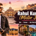 Rahul Kumawat Mister Jaipur biography featured image with Jaipur landmarks, travel creator, career, net worth and success story