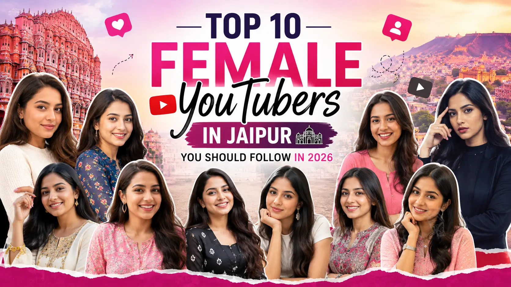 A featured image that is showing female youtubers of jaipur