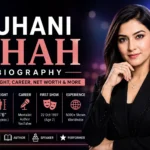 Suhani Shah biography featuring her portrait with details about her age, height, career, first show, experience, and roles as a mentalist, author, speaker, and performer.