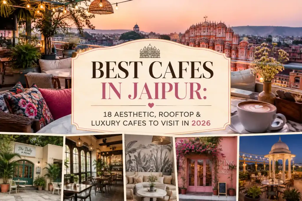 Best cafes in Jaipur 2026 featuring aesthetic, rooftop and luxury cafes with coffee and Jaipur city views.