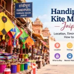 Handipura Kite Market Jaipur in Ramganj Bazar with colourful kites and charkhis